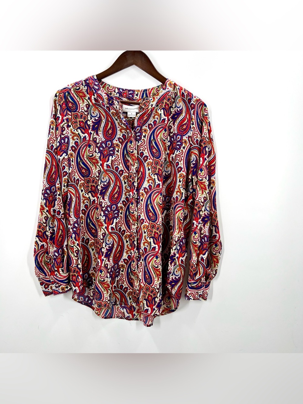 349 Liz Claiborne Medium Multi-Color Paisley Button-Front Blouse